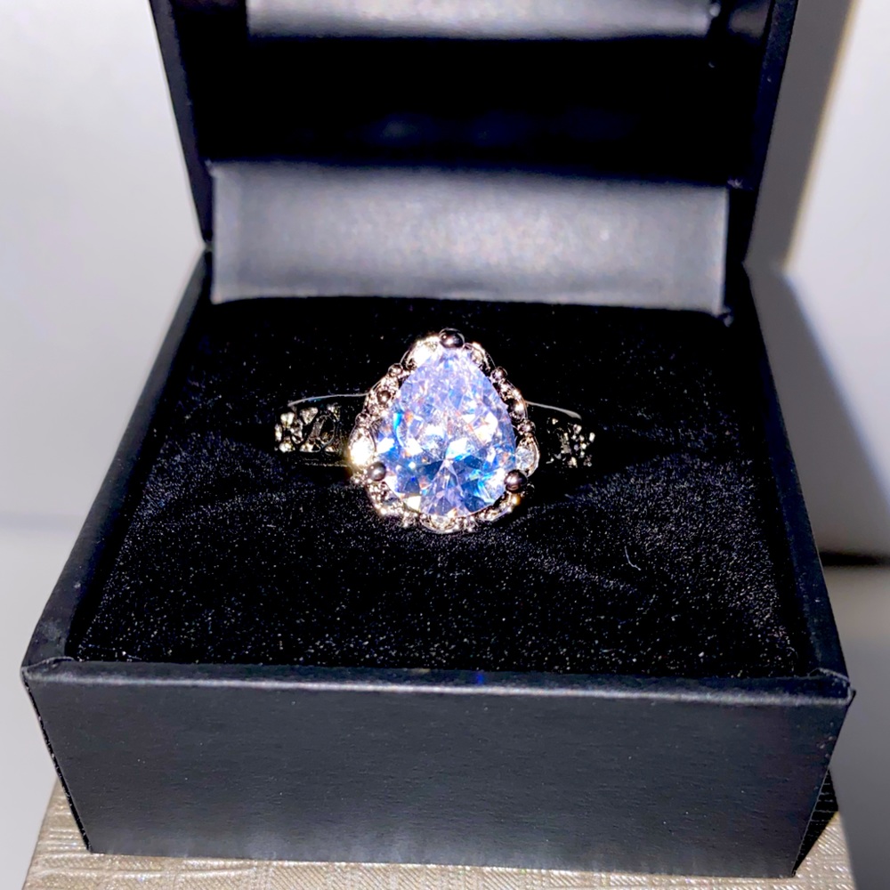 Large Pear Cut Costume Jewelry Rhinestone Ring